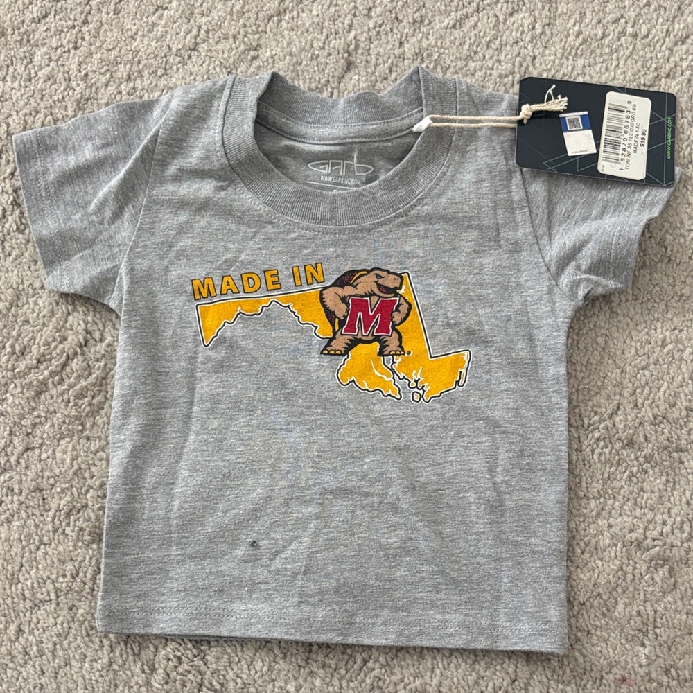 Gray Kids Shirt UMD Terps Print